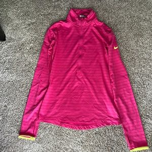 Nike | Pink & Neon Yellow Dri-Fit Half Zip Running Top | Size Small